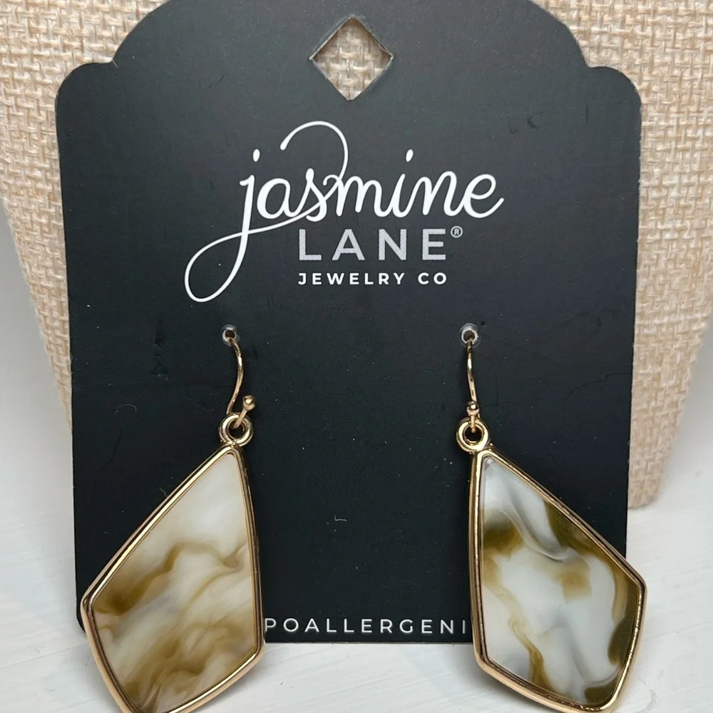 Geometric Marble Drop Earrings Hypoallergenic - Boho Chic Modern